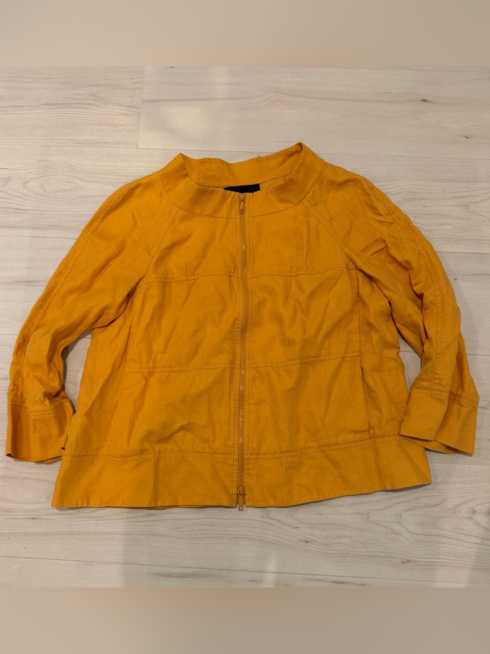 Lafayette 148 New York Zip-Front Mustard Yellow Lightweight Jacket